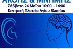Δωρεάν προληπτικοί έλεγχοι ακουστικής ικανότητας και δωρεάν σύντομο τεστ αξιολόγησης γνωστικών λειτουργιών το Σάββατο 24 Μαΐου2025.